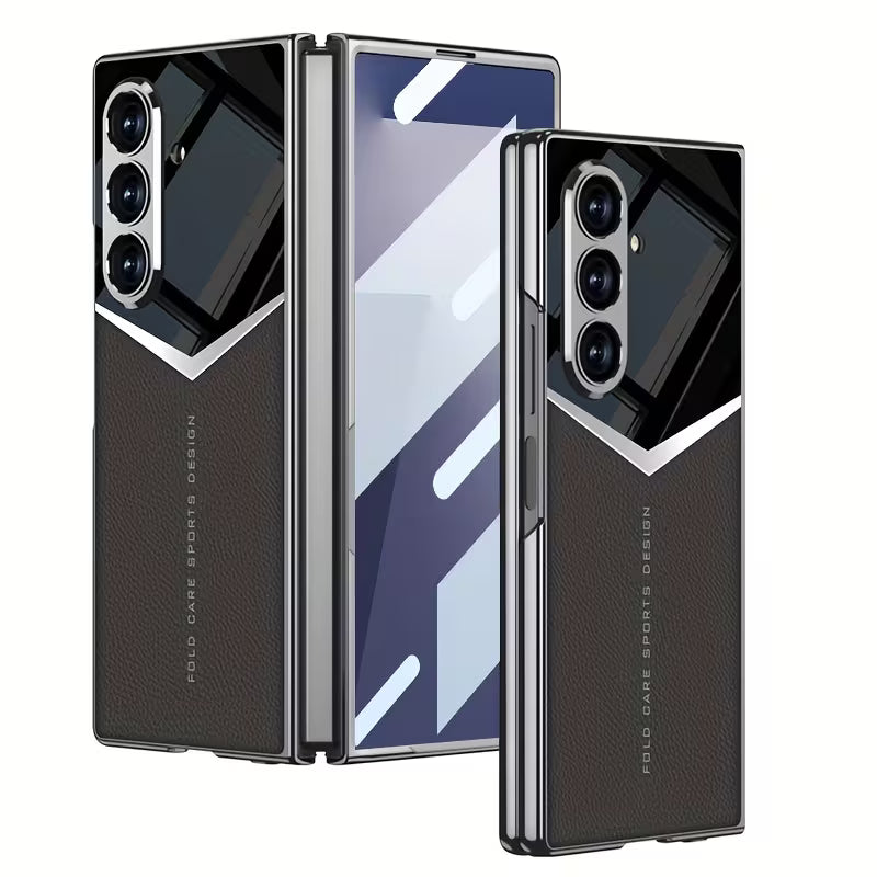 Galaxy Z Fold7 - Electroplated Patchwork Faux Leather Case