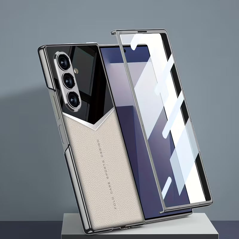 Galaxy Z Fold7 - Electroplated Patchwork Faux Leather Case