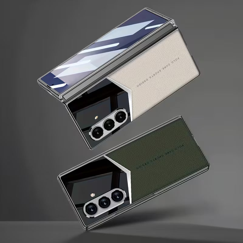 Galaxy Z Fold7 - Electroplated Patchwork Faux Leather Case