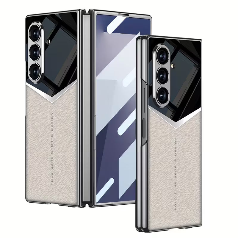 Galaxy Z Fold7 - Electroplated Patchwork Faux Leather Case