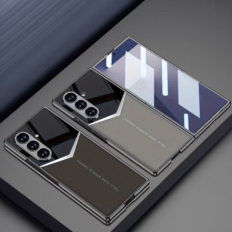 Galaxy Z Fold7 - Electroplated Patchwork Faux Leather Case