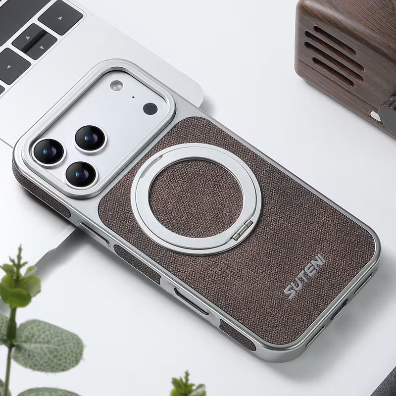 Frosted Leather Magnetic Ring Case