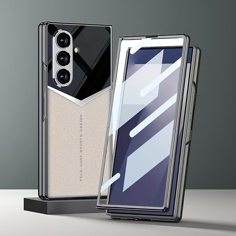 Galaxy Z Fold7 - Electroplated Patchwork Faux Leather Case