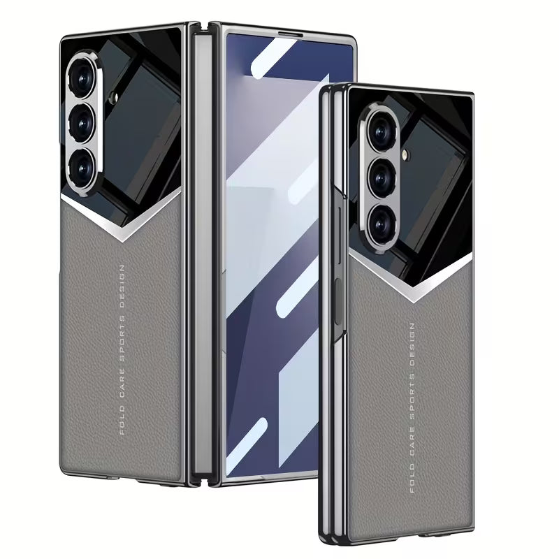 Galaxy Z Fold7 - Electroplated Patchwork Faux Leather Case