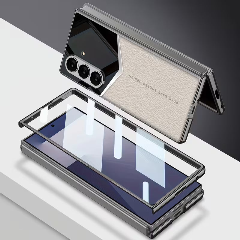 Galaxy Z Fold7 - Electroplated Patchwork Faux Leather Case