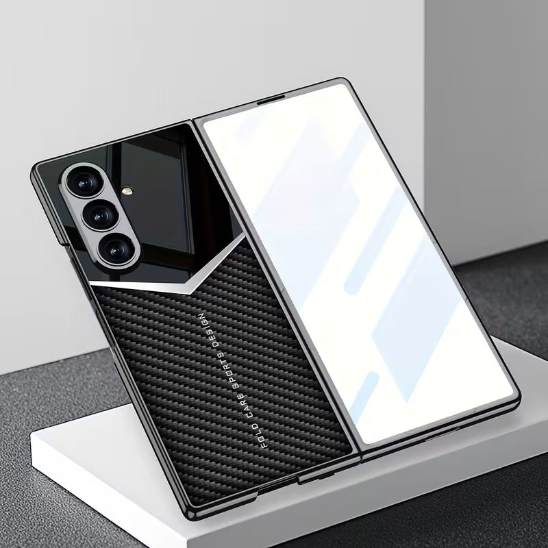 Galaxy Z Fold7 - Electroplated Patchwork Faux Leather Case