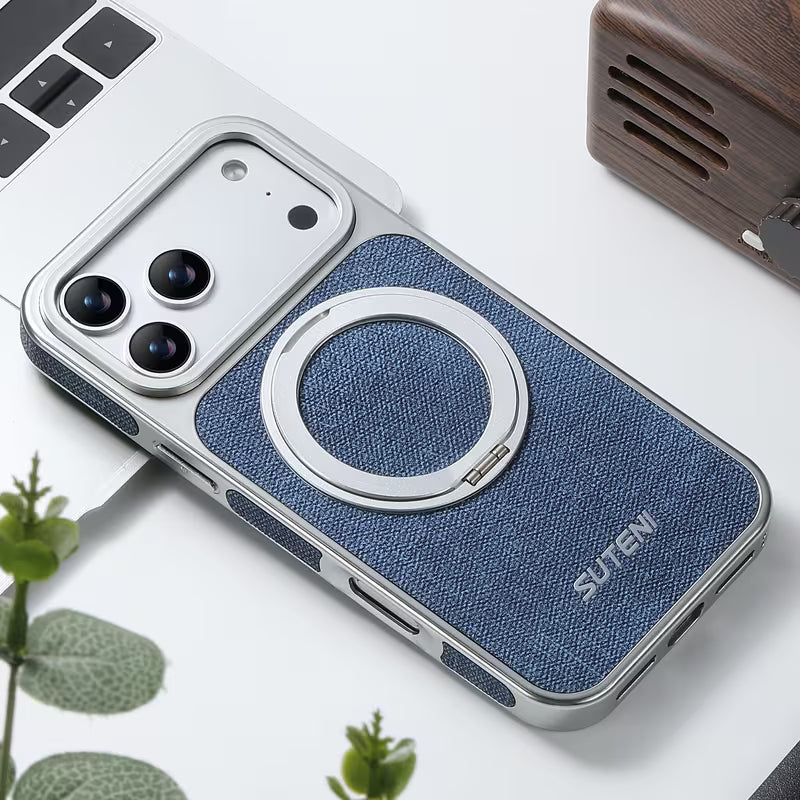 Frosted Leather Magnetic Ring Case