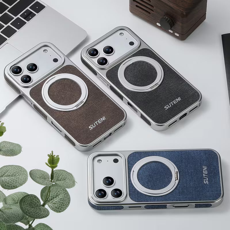 Frosted Leather Magnetic Ring Case