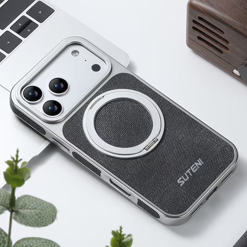 Frosted Leather Magnetic Ring Case