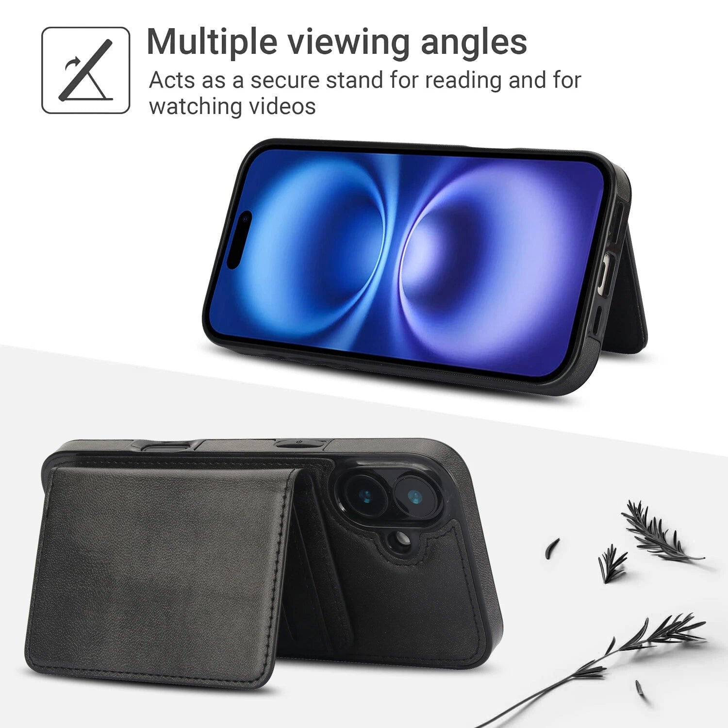 iPhone 16 - Detachable Magsafe Magnetic Wallet Stand Case